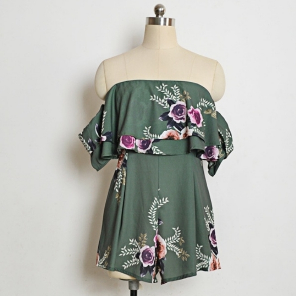 Nip Off Shoulder Floral Chiffon Romper Jumpsuit Xl - image 7